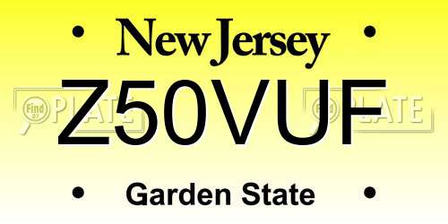 Z50VUF New Jersey License Plate