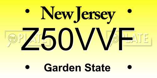 Z50VVF New Jersey License Plate