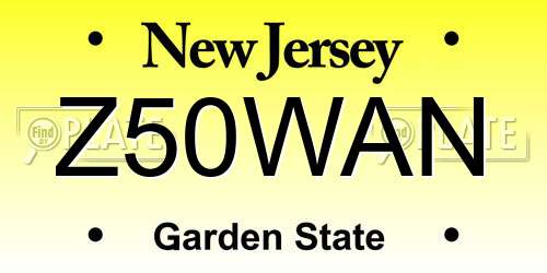 Z50WAN New Jersey License Plate