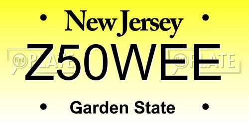 Z50WEE New Jersey License Plate