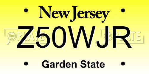 Z50WJR New Jersey License Plate