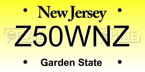 Z50WNZ New Jersey License Plate