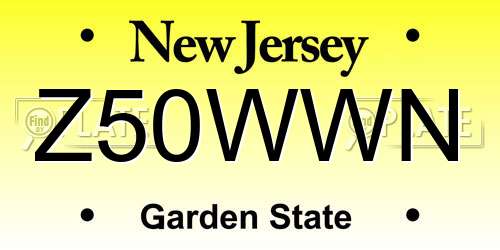Z50WWN New Jersey License Plate