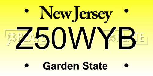 Z50WYB New Jersey License Plate
