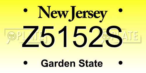 Z5152S New Jersey License Plate