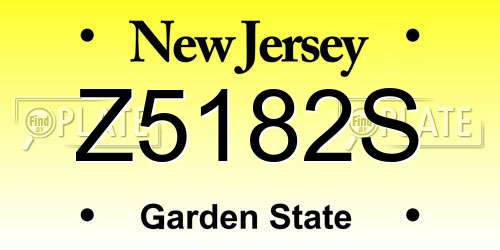 Z5182S New Jersey License Plate