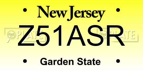 Z51ASR New Jersey License Plate