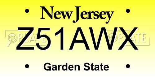 Z51AWX New Jersey License Plate