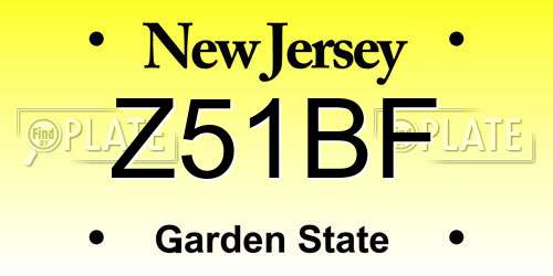 Z51BF New Jersey License Plate