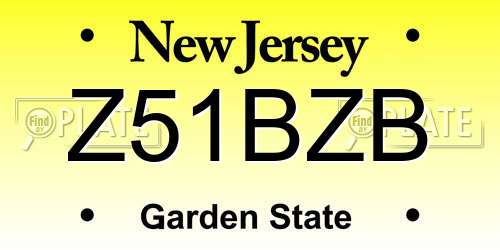 Z51BZB New Jersey License Plate