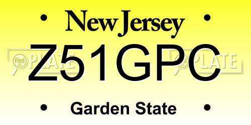 Z51GPC New Jersey License Plate