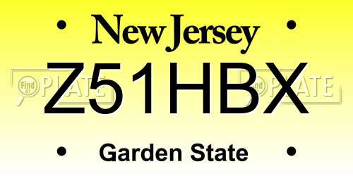 Z51HBX New Jersey License Plate