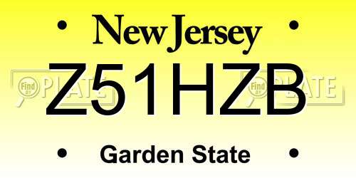 Z51HZB New Jersey License Plate