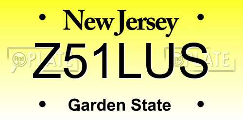 Z51LUS New Jersey License Plate