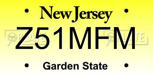 Z51MFM New Jersey License Plate