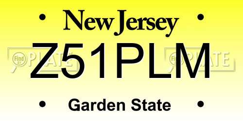 Z51PLM New Jersey License Plate