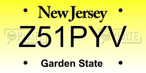 Z51PYV New Jersey License Plate
