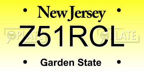 Z51RCL New Jersey License Plate
