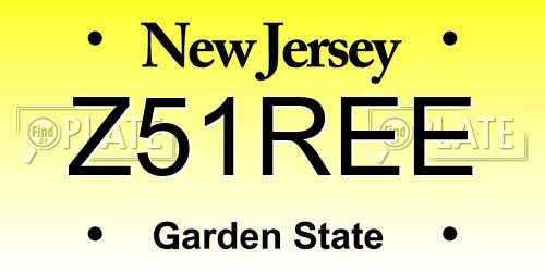 Z51REE New Jersey License Plate