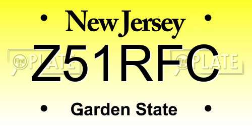 Z51RFC New Jersey License Plate