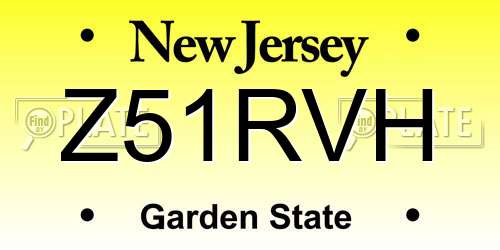 Z51RVH New Jersey License Plate
