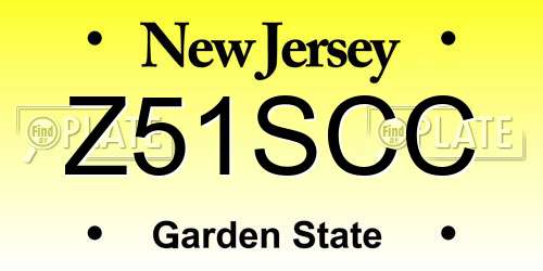 Z51SCC New Jersey License Plate