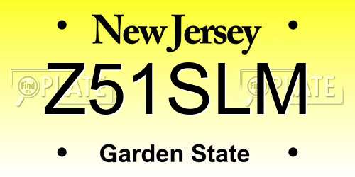 Z51SLM New Jersey License Plate