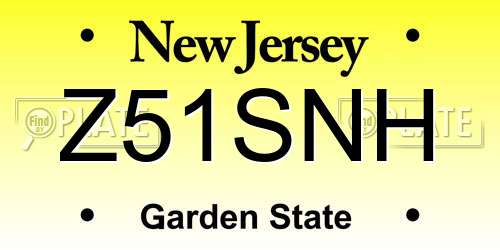Z51SNH New Jersey License Plate