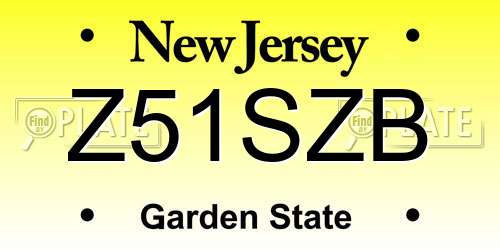 Z51SZB New Jersey License Plate