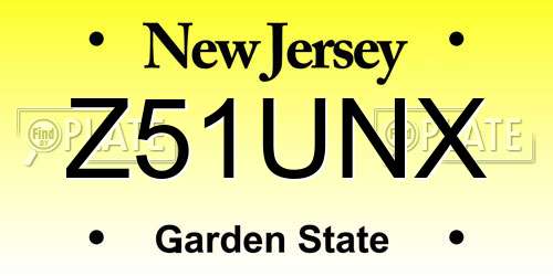 Z51UNX New Jersey License Plate