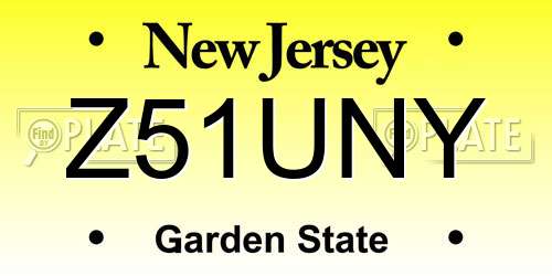 Z51UNY New Jersey License Plate