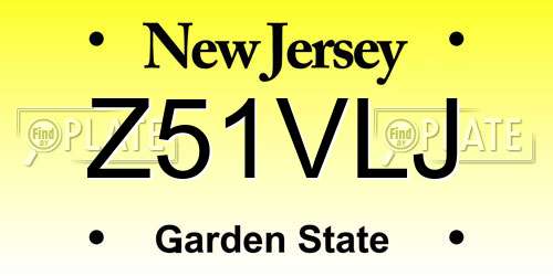 Z51VLJ New Jersey License Plate