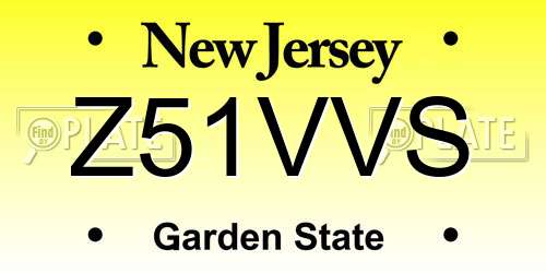 Z51VVS New Jersey License Plate