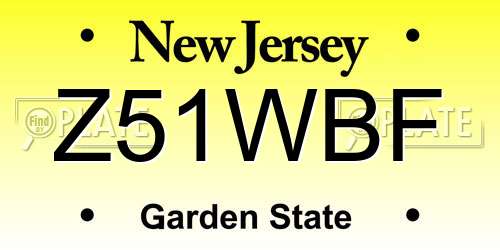 Z51WBF New Jersey License Plate