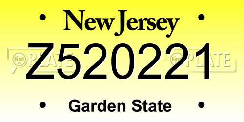 Z520221 New Jersey License Plate