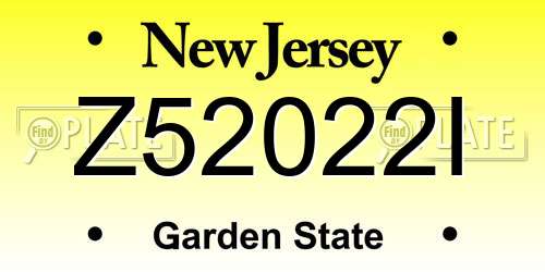 Z52022I New Jersey License Plate