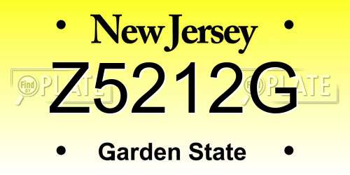 Z5212G New Jersey License Plate