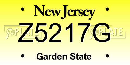 Z5217G New Jersey License Plate