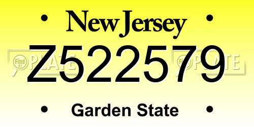 Z522579 New Jersey License Plate
