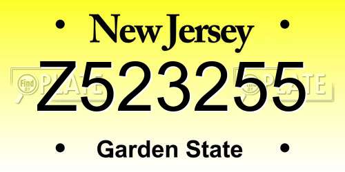 Z523255 New Jersey License Plate
