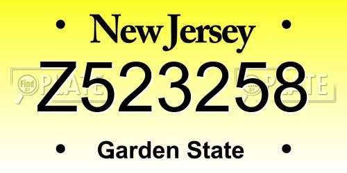 Z523258 New Jersey License Plate