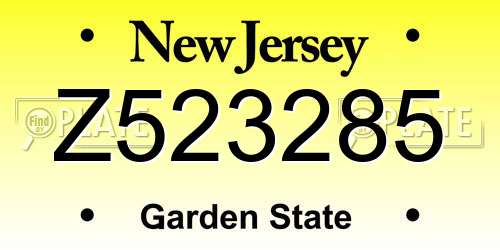 Z523285 New Jersey License Plate