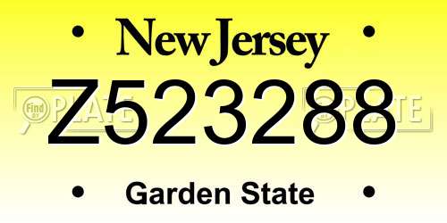 Z523288 New Jersey License Plate