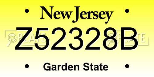 Z52328B New Jersey License Plate