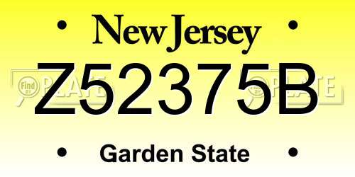 Z52375B New Jersey License Plate