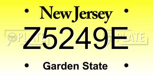 Z5249E New Jersey License Plate