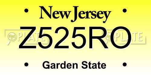 Z525RO New Jersey License Plate