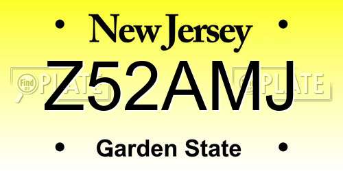 Z52AMJ New Jersey License Plate