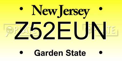 Z52EUN New Jersey License Plate
