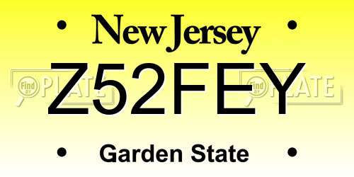 Z52FEY New Jersey License Plate